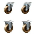 thumbnail image 1 of 4 Inch High Temp Phenolic Wheel Swivel Top Plate Caster Set with 2 Rigid SCC, 1 of 2