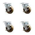thumbnail image 1 of 4 Inch High Temp Phenolic Wheel Swivel Top Plate Caster Set with Brake SCC, 1 of 2
