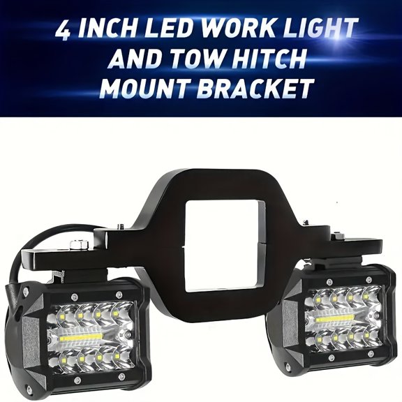 4 Inch Hitch LED Work Lights with 2.5 Inch Tow Hitch Mount & Wiring Harness, Offroad Driving Light for Truck SUV Trailer Pickup RAM, Rugged High Intensity Auxiliary Lighting