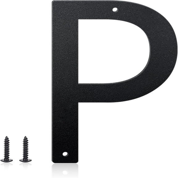 4 Inch House Numbers and Metal Letters for Outdoor Signs, House Numbers for Outside, Aluminum Address Letters and Numbers for Door, Mailbox, Garden, Perfect for Home or Office (Letter P)