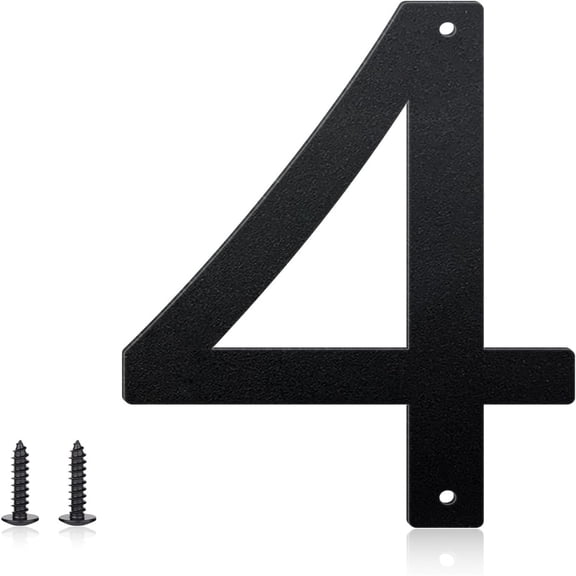 4 Inch House Numbers and Metal Letters for Outdoor Signs, House Numbers for Outside, Aluminum Address Letters and Numbers for Door, Mailbox, Garden, Perfect for Home or Office (Number 4)