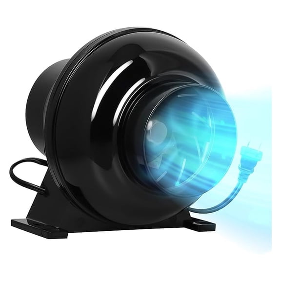 4 Inch Inline Duct Fan, 195 CFM Ventilation Fan, Exhaust HVAC Vent Blower for , Grow Tent, Basements, Greenhouses, Attic, Black