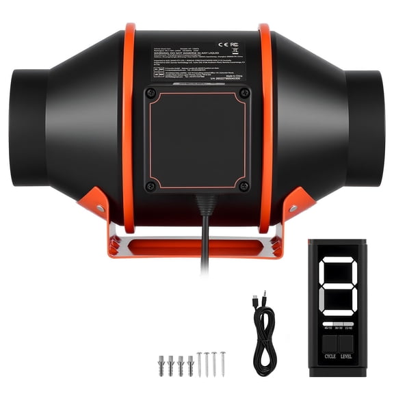 4 Inch Inline Duct Fan, 205 CFM EC Motor, 3-Speed & 10-Speed PWM Controller with Timer, Cooling for Grow Tents, Hydroponics
