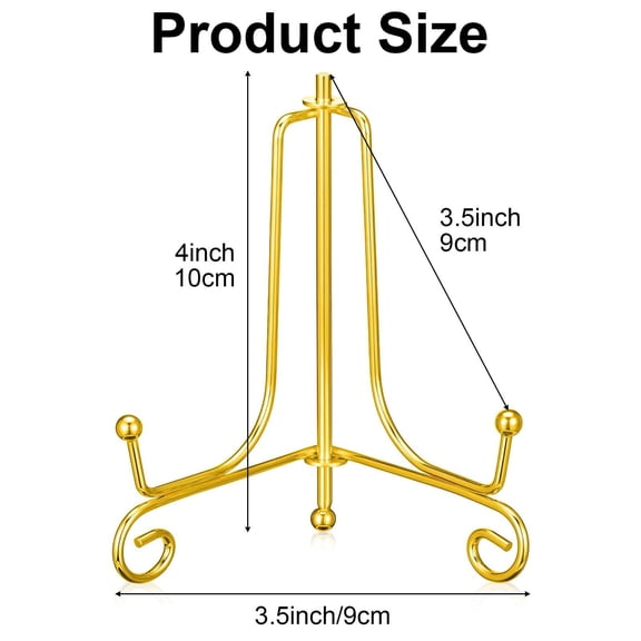 4 Inch Iron Display Stand, Gold Iron Easel Plate Display Photo Holder Stand, Displays Picture Frames, Cookbooks, Decorative Plates By Kilougeis