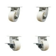 thumbnail image 1 of 4 Inch KP Nylon Swivel Caster Set with Ball Bearings 2 Brakes SCC, 1 of 2