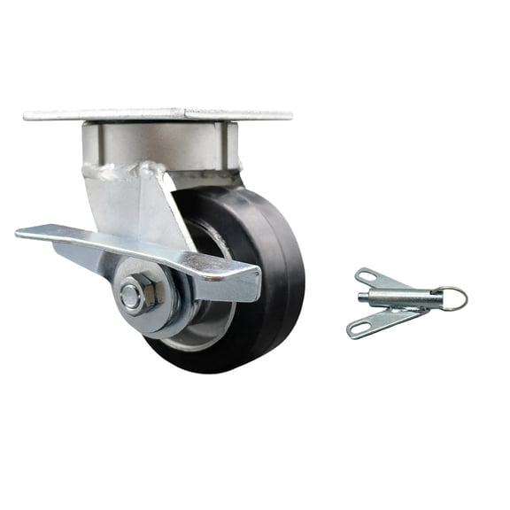 4 Inch KP Rubber on Aluminum Swivel Caster with Ball Bearing & Brake/Swivel Lock