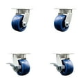 thumbnail image 1 of 4 Inch KP Solid Poly Swivel Caster Set with Ball Bearings 2 Brakes SCC, 1 of 2
