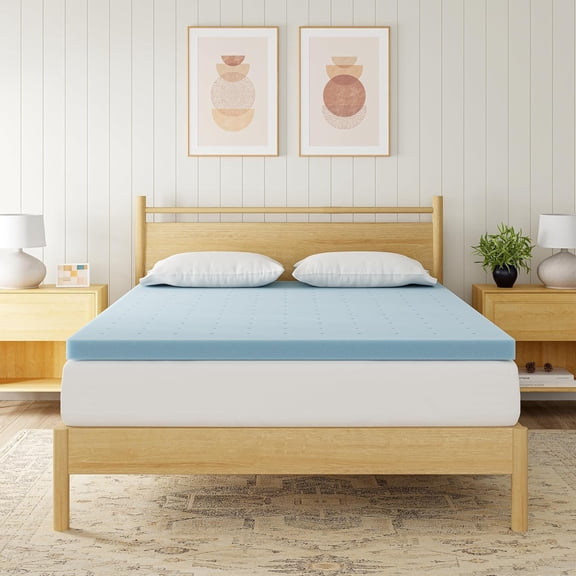 4 Inch King Mattress Topper, Cooling Gel Infused Memory Foam Twin Mattress Pad in a Box, Back Support for Pressure Relief, CertiPUR-US Certified, Blue
