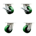 thumbnail image 1 of 4 Inch Kingpinless Green Poly on Steel Wheel Caster Set 4 Swivel Locks 2 Brakes, 1 of 2