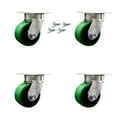 thumbnail image 1 of 4 Inch Kingpinless Green Poly on Steel Wheel Swivel Caster Set with Swivel Lock, 1 of 2