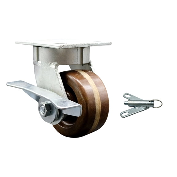 4 Inch Kingpinless High Temp Phenolic Wheel Caster with Brake and Swivel Lock