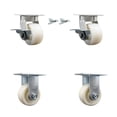 thumbnail image 1 of 4 Inch Kingpinless Nylon Wheel Caster Set 2 Brakes and Swivel Locks 2 Rigid SCC, 1 of 2