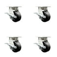 thumbnail image 1 of 4 Inch Kingpinless Phenolic Wheel Swivel Caster Set with Brakes Service Caster, 1 of 2