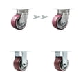 thumbnail image 1 of 4 Inch Kingpinless Poly on Aluminum Wheel Caster Set 2 Swivel Locks 2 Rigid SCC, 1 of 2