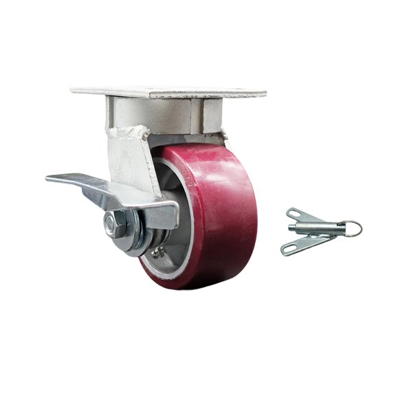 4 Inch Kingpinless Poly on Aluminum Wheel Caster with Brake and Swivel Lock SCC