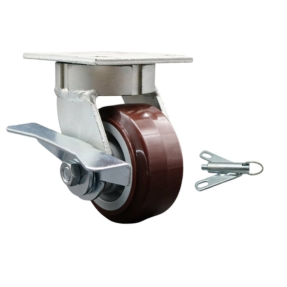 4 Inch Kingpinless Poly on Polyolefin Wheel Swivel Caster with Brake/Swivel Lock