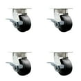 thumbnail image 1 of 4 Inch Kingpinless Polyolefin Wheel Swivel Caster Set with Brakes Service Caster, 1 of 2