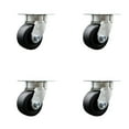 thumbnail image 1 of 4 Inch Kingpinless Polyolefin Wheel Swivel Caster Set with Swivel Lock SCC, 1 of 2