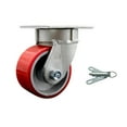 thumbnail image 1 of 4 Inch Kingpinless Red Poly on Steel Wheel Swivel Caster with Swivel Lock SCC, 1 of 2