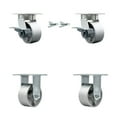 thumbnail image 1 of 4 Inch Kingpinless Semi Steel Wheel Caster Set 2 Brakes and Swivel Locks 2 Rigid, 1 of 2