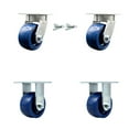 thumbnail image 1 of 4 Inch Kingpinless Solid Poly Wheel Caster Set 2 Swivel Locks 2 Rigid SCC, 1 of 2