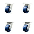 thumbnail image 1 of 4 Inch Kingpinless Solid Poly Wheel Swivel Top Plate Caster Set of 4 SCC, 1 of 2