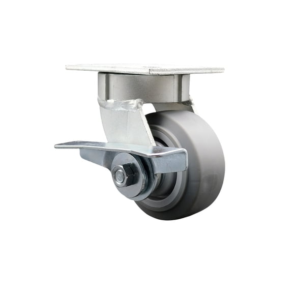 4 Inch Kingpinless Thermoplastic Rubber Wheel Swivel Caster with Brake SCC