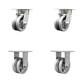 thumbnail image 1 of 4 Inch Kingpinless V Groove Semi Steel Wheel Swivel Caster Set 2 Swivel 2 Rigid, 1 of 2