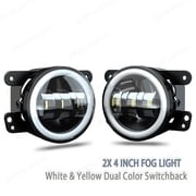 4 Inch LED Fog Driving Lamp White Yellow For Jeep Wrangler JK 2 Door 20072015