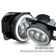 4 Inch LED Fog Lamp White Yellow For Jeep Wrangler unlimited JK 4 Door 072015