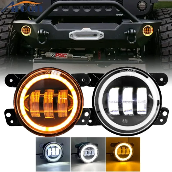 4-Inch LED Fog Lights 60W High-Intensity Off-Road Fog Lamp for Driving, DOT Approved Replacement Compatible with 2003-2018 Jeep Wrangler Unlimited JK