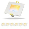 thumbnail image 1 of 4 Inch LED Square Slim Recessed Lights, 6 Pack, 11W, Ultra-Thin with Junction Box, 3 CCT, 600 Lumens, 1 of 6