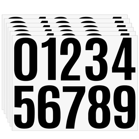 4 Inch Large House Number Stickers 0-9, 6 Sheets Black Waterproof Self-Adhesive Vinyl Address Numbers for Mailbox, Door, House Signs & Outdoor Use.