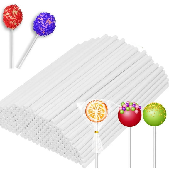 4 Inch Lollipop Sticks,Bexikou 200 Pcs White Paper Cake Sticks,Paper Snack Sticks Candy Sticks for Candy Melt, Dessert,Handmade DIY (4mm)