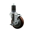thumbnail image 1 of 4 Inch Maroon Poly Swivel 1-5/8 Inch Expanding Stem Caster with Brake SCC, 1 of 2