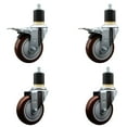 thumbnail image 1 of 4 Inch Maroon Poly Swivel 1-7/8 Inch Expanding Stem Caster Set 2 Brakes, 1 of 2