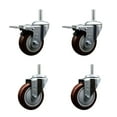 thumbnail image 1 of 4 Inch Maroon Poly Swivel 3/4 Inch Threaded Stem Caster Set 2 Total Lock Brakes, 1 of 2