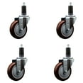 thumbnail image 1 of 4 Inch Maroon Poly Wheel Swivel 1-1/4 Inch Expanding Stem Caster Set SCC, 1 of 2