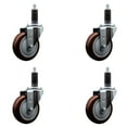 thumbnail image 1 of 4 Inch Maroon Poly Wheel Swivel 1-1/8 Inch Expanding Stem Caster Set SCC, 1 of 2
