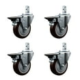 thumbnail image 1 of 4 Inch Maroon Poly Wheel Swivel 3/4 Inch Square Stem Caster Set with Brake SCC, 1 of 2