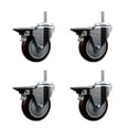 thumbnail image 1 of 4 Inch Maroon Poly Wheel Swivel 5/8 Inch Threaded Stem Caster Set with Brake, 1 of 2