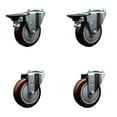 thumbnail image 1 of 4 Inch Maroon Poly Wheel Swivel Bolt Hole Caster Set with 2 Posi Lock Brakes SCC, 1 of 2