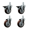 thumbnail image 1 of 4 Inch Maroon Polyurethane Wheel Swivel 7/8 Inch Square Stem Caster Set 2 Brakes, 1 of 2
