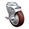 thumbnail image 1 of 4 Inch Maroon Polyurethane Wheel Swivel Bolt Hole Caster with Brake SCC, 1 of 2