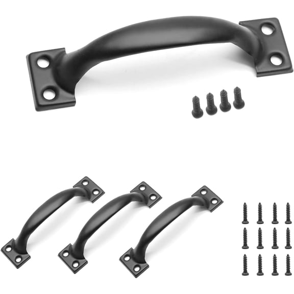 4 Inch Matte Black Cabinet Handles - 4Pcs Metal Drawer Pulls for Rustic Dresser & Cupboard