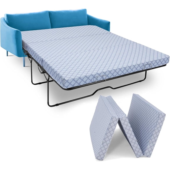 4 Inch Memory Foam Mattress Replacement with Washable Cover for Sleeper Sofa and Couch Beds,Full Size(72" L x 53" W x 4" Th),(Sofa Not Included) Grey