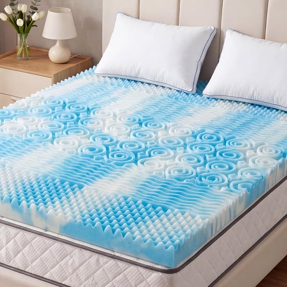 4 Inch Memory Foam Mattress Topper Queen Blue