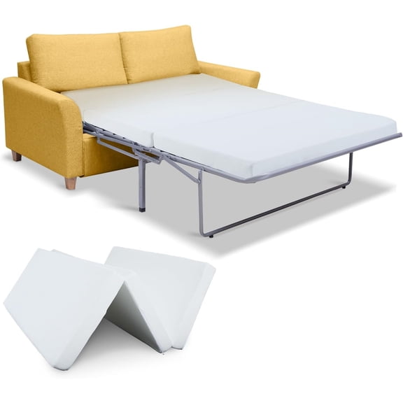 4 Inch Memory Foam Replacement Mattress for Sleeper Sofa and Couch Beds, Full Size Sofa Bed Mattress, Three Fold Design, Washable Cover, Sofas Not Included, 72" L x 53" W x 4" H