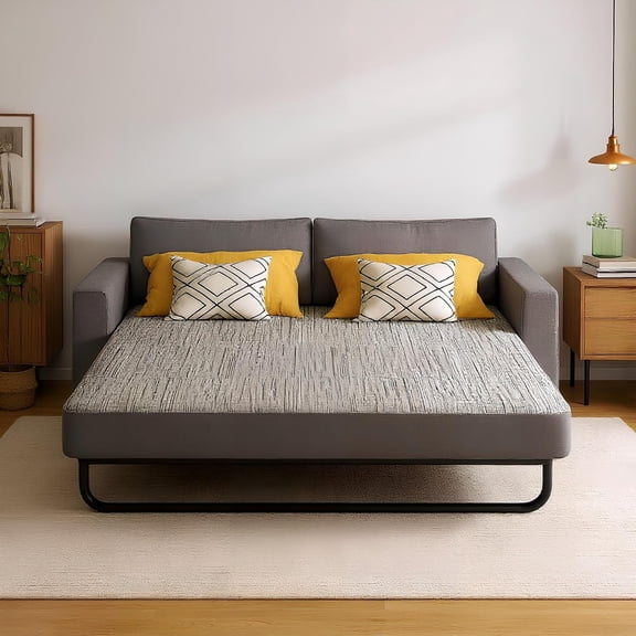 4 Inch Memory Foam Sofa Bed Mattress Queen Size, Removable Washable Cover, Non-Slip Bottom, Used for Sleeper Sofa, Couch Beds or Guest Room, CertiPUR-US Certified, 72''x58'', Grey