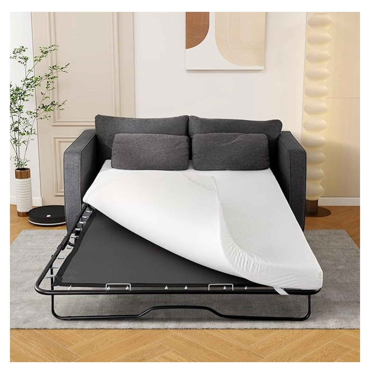 4 Inch Memory Foam Sofa Mattress Topper, Full Size Replacement for Pull ...